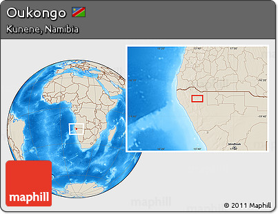 Shaded Relief Location Map of Oukongo