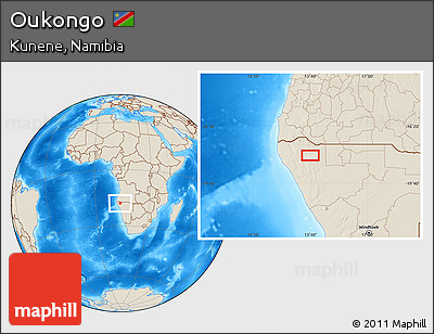 Shaded Relief Location Map of Oukongo