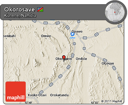 Shaded Relief Map of Okorosave
