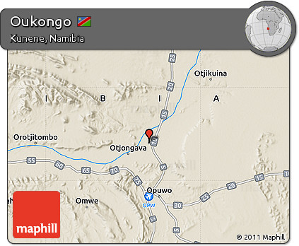 Shaded Relief Map of Oukongo