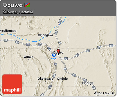 Shaded Relief Map of Opuwo