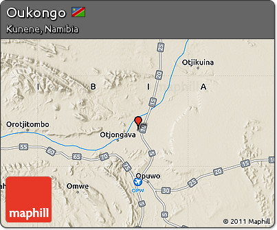 Shaded Relief Map of Oukongo