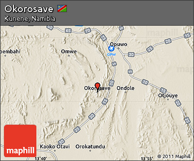 Shaded Relief Map of Okorosave