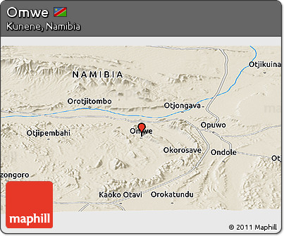 Shaded Relief Panoramic Map of Omwe