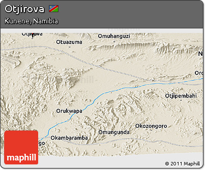 Shaded Relief Panoramic Map of Otjirova