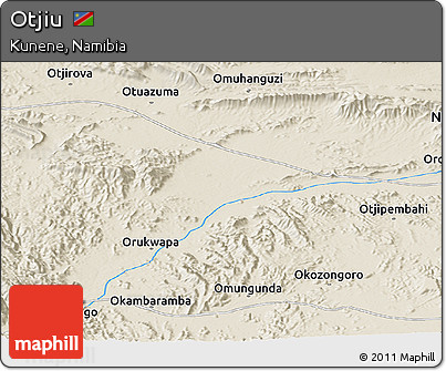 Shaded Relief Panoramic Map of Otjiu