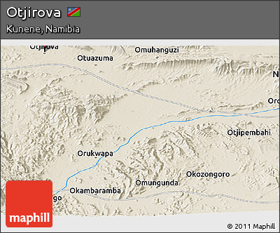 Shaded Relief Panoramic Map of Otjirova