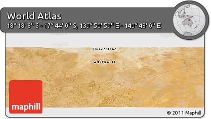 Satellite Panoramic Map of the Area around 18° 1' 4" S, 140° 19' 29" E