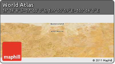 Satellite Panoramic Map of the Area around 18° 1' 4" S, 140° 19' 29" E