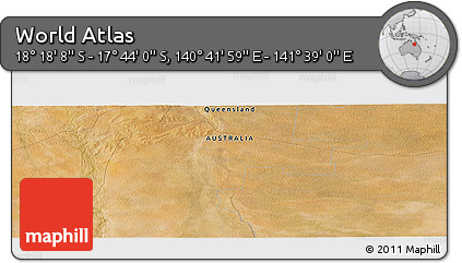 Satellite Panoramic Map of the Area around 18° 1' 4" S, 141° 10' 30" E