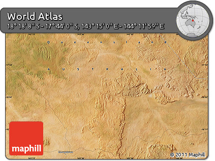 Satellite Map of the Area around 18° 1' 4" S, 143° 43' 29" E