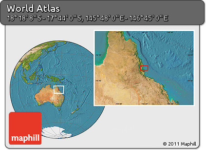 Satellite Location Map of the Area around 18° 1' 4" S, 146° 16' 30" E