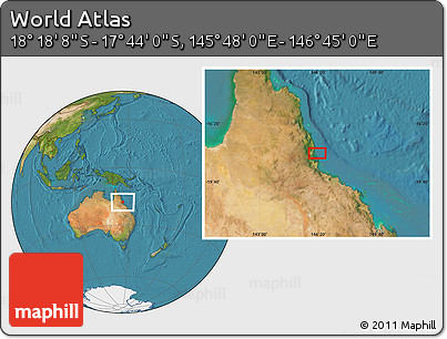 Satellite Location Map of the Area around 18° 1' 4" S, 146° 16' 30" E