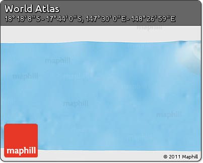 Physical 3D Map of the Area around 18° 1' 4" S, 147° 58' 29" E