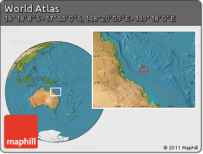Satellite Location Map of the Area around 18° 1' 4" S, 148° 49' 29" E
