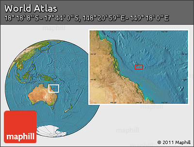 Satellite Location Map of the Area around 18° 1' 4" S, 148° 49' 29" E