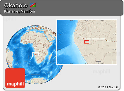 Shaded Relief Location Map of Okaholo