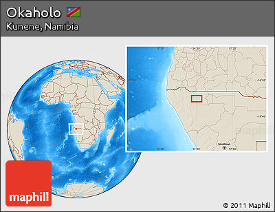 Shaded Relief Location Map of Okaholo
