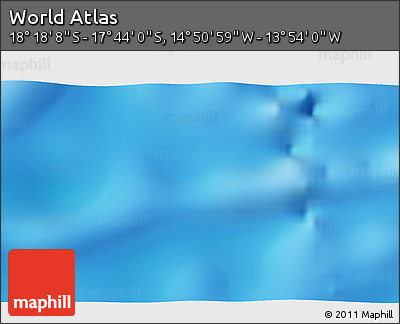 Physical 3D Map of the Area around 18° 1' 4" S, 14° 22' 30" W