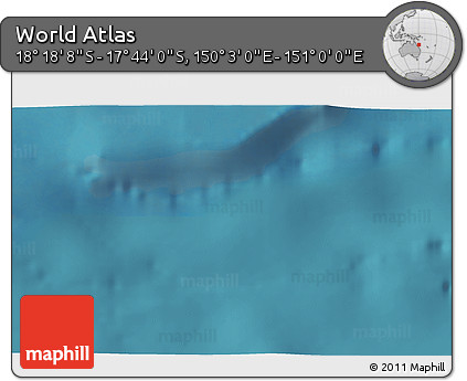 Satellite 3D Map of the Area around 18° 1' 4" S, 150° 31' 30" E