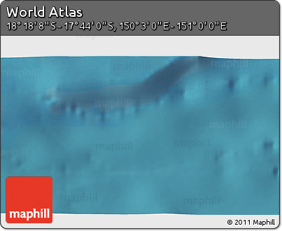 Satellite 3D Map of the Area around 18° 1' 4" S, 150° 31' 30" E