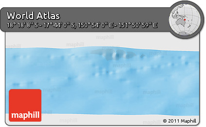 Physical Panoramic Map of the Area around 18° 1' 4" S, 151° 22' 30" E