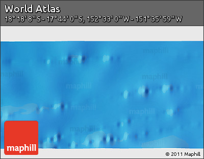 Physical 3D Map of the Area around 18° 1' 4" S, 152° 4' 29" W