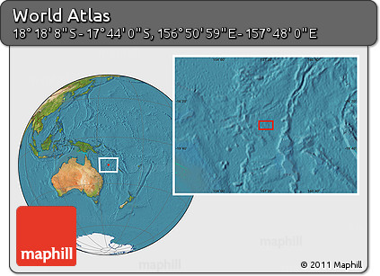 Satellite Location Map of the Area around 18° 1' 4" S, 157° 19' 29" E