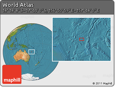 Satellite Location Map of the Area around 18° 1' 4" S, 157° 19' 29" E