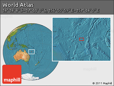 Satellite Location Map of the Area around 18° 1' 4" S, 157° 19' 29" E