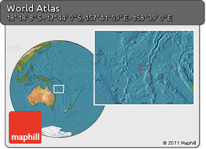 Satellite Location Map of the Area around 18° 1' 4" S, 158° 10' 30" E