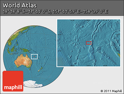 Satellite Location Map of the Area around 18° 1' 4" S, 158° 10' 30" E