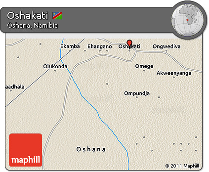 Shaded Relief 3D Map of Oshakati