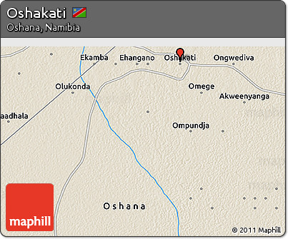 Shaded Relief 3D Map of Oshakati
