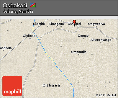 Shaded Relief 3D Map of Oshakati