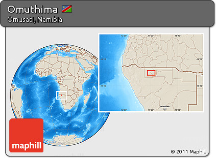 Shaded Relief Location Map of Omuthima