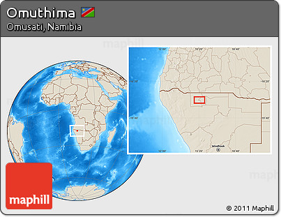 Shaded Relief Location Map of Omuthima