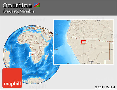 Shaded Relief Location Map of Omuthima