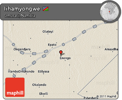 Shaded Relief Map of Iihamyongwe