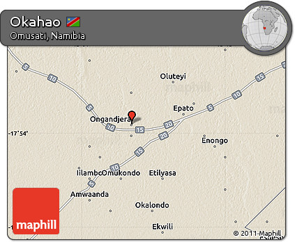 Shaded Relief Map of Okahao