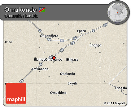 Shaded Relief Map of Omukondo
