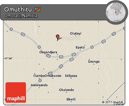 Shaded Relief Map of Omuthitu