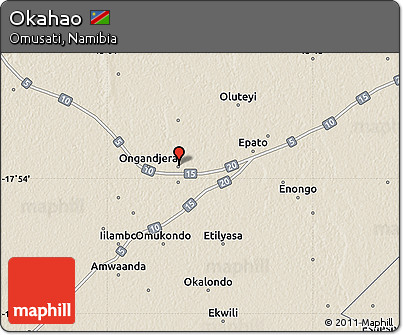 Shaded Relief Map of Okahao