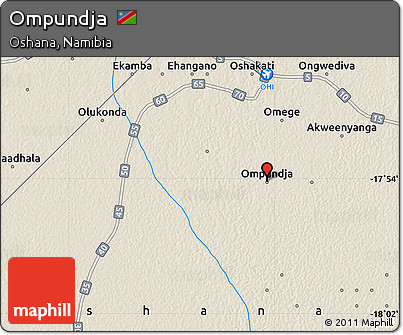 Shaded Relief Map of Ompundja