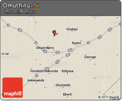Shaded Relief Map of Omuthitu