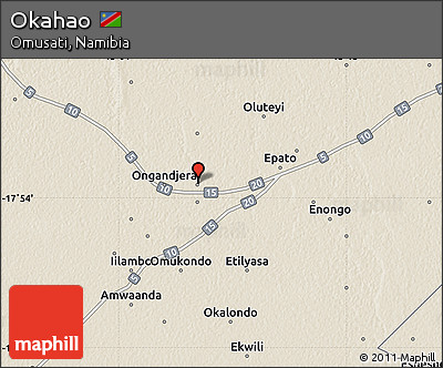 Shaded Relief Map of Okahao