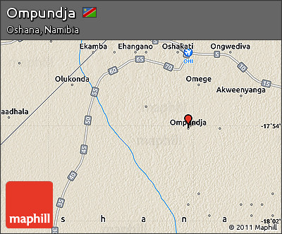 Shaded Relief Map of Ompundja