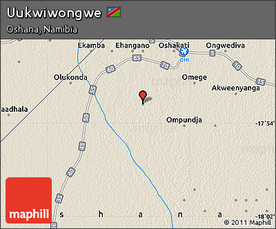 Shaded Relief Map of Uukwiwongwe