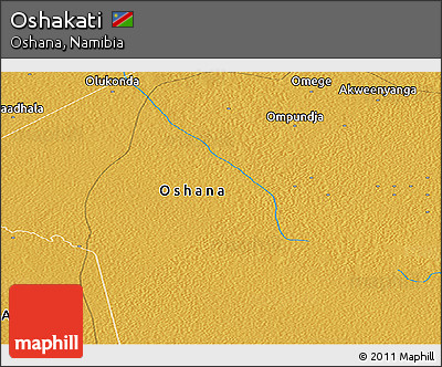 Physical Panoramic Map of Oshakati