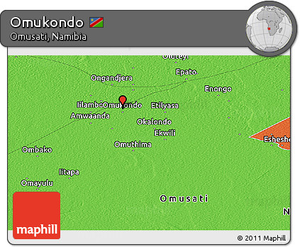 Political Panoramic Map of Omukondo